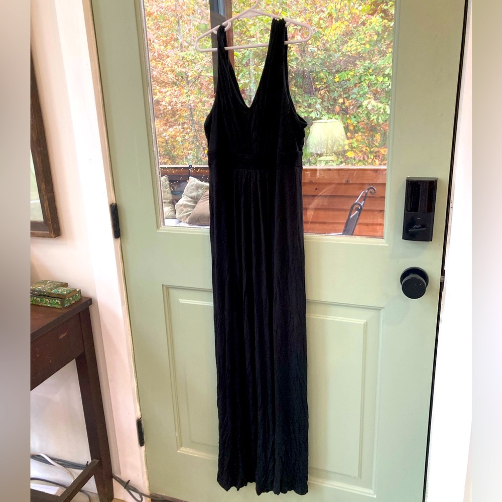 Loft, petite size SP black jersey long maxi, patio dress. Good condition.